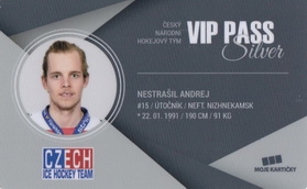 NESTRAŠIL Andrej Czech Ice Hockey Team 2018 VIP Pass Silver č. 8