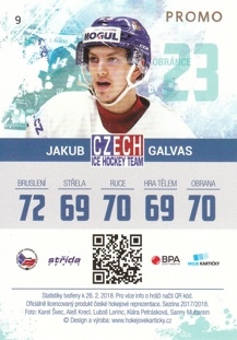 GALVAS Jakub Czech Ice Hockey Team 2018 č. 9 PROMO