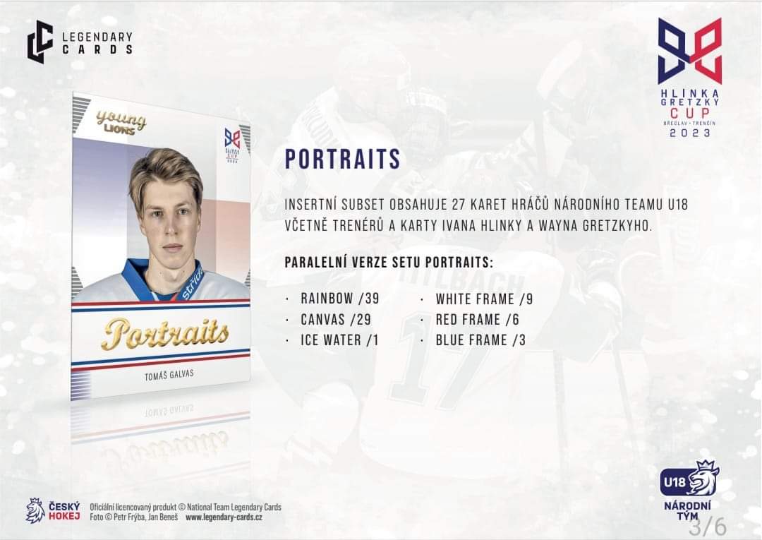 KLÍMA Jiří Legendary Cards Hlinka Gretzky Cup 2023 Portraits P-10 Frame Red /6