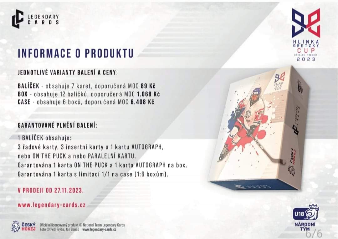 KLÍMA Jiří Legendary Cards Hlinka Gretzky Cup 2023 Portraits P-10 Frame Red /6