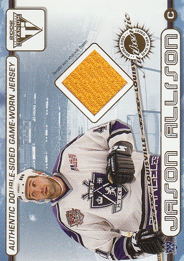 PÁLFFY Zigmund ALLISON Jason Private Stock 2001/2002 Double-Sided Game-Worn Jersey č. 75