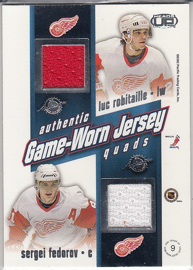 SAKIC Joe BLAKE Rob ROBITAILLE Luc FEDOROV Sergei Pacific Heads Up 2002/2003 Game-Worn Jersey Quads č. 9