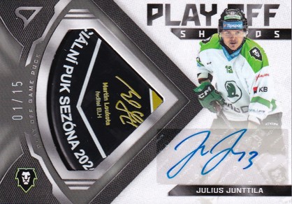 JUNTTILA Julius SPORTZOO 2024/2025 Play Off Shards Puck PS-JJ Auto /15