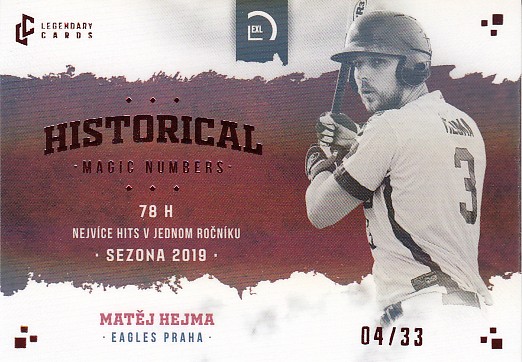 HEJMA Matěj LC Czech Baseball 2022 Historical Magic Numbers H10 Rainbow /33