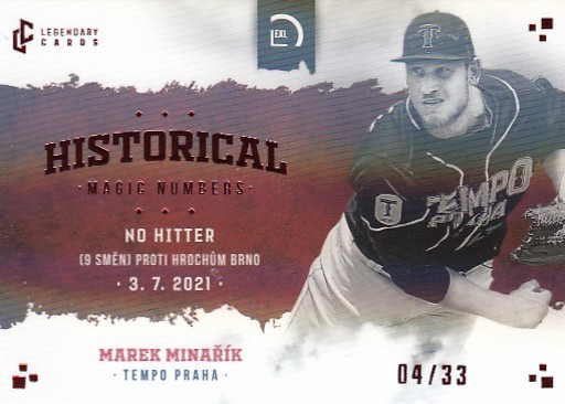 MINAŘÍK Marek LC Czech Baseball 2022 Historical Magic Numbers H20 Rainbow /33