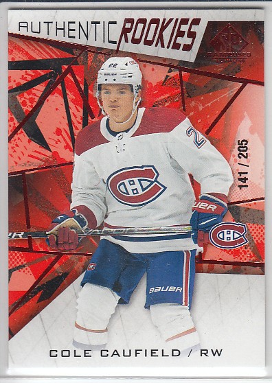 CAUFIELD Cole UD SP Game Used 2021/2022 č. 150 Rookies Red /205