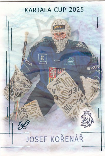 KOŘENÁŘ Josef Real Cards 2025/2026 Karjala Cup KC-11 Ice Water Turquoise 1of1