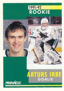 IRBE Arturs Pinnacle 1991/1992 č. 323 Rookie