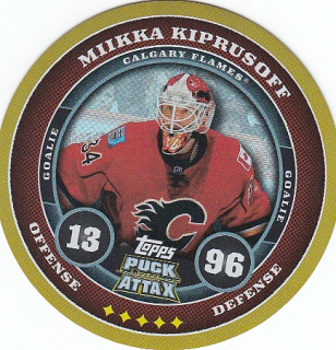 KIPRUSOFF Miikka Topps Puck Attax 2009/2010 č. 6 Gold Foil