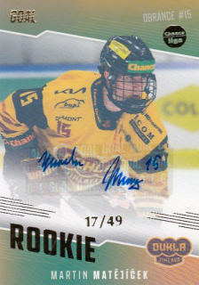 MATĚJÍČEK Martin GOAL Cards 2022/2023 Rookie č. 1 Autograph /49
