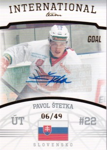 ŠTETKA Pavol GOAL Cards 2022/2023 International Team č. 12 Autograph /49