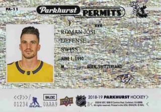 JOSI Roman Parkhurst 2018/2019 Permits PA-11