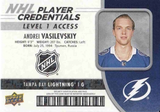 VASILEVSKIY Andrei UD MVP 2018/2019 NHL Player Credentials NHL-AV